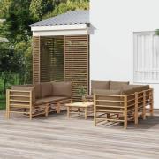 vidaXL Loungegrupp 9 delar taupe dynor bambu