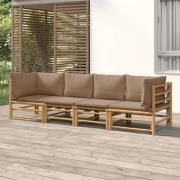 vidaXL Loungegrupp 4 delar taupe dynor bambu