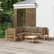 vidaXL Loungegrupp 6 delar taupe dynor bambu