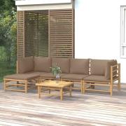 vidaXL Loungegrupp 6 delar taupe dynor bambu