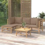 vidaXL Loungegrupp 5 delar taupe dynor bambu