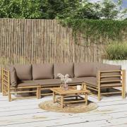 vidaXL Loungegrupp 6 delar taupe dynor bambu