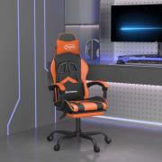 vidaXL Snurrbar gamingstol med fotstöd svart och orange konstläder