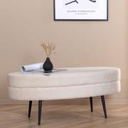 Venture Home Ottoman Otto 100x40x41 cm sammet benvit