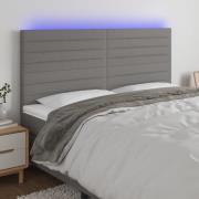 vidaXL Sänggavel LED mörkgrå 180x5x118/128 cm tyg