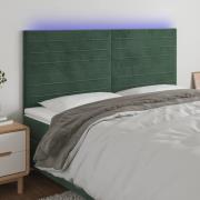 vidaXL Sänggavel LED mörkgrön 180x5x118/128 cm sammet