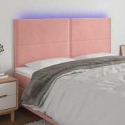 vidaXL Sänggavel LED rosa 180x5x118/128 cm sammet