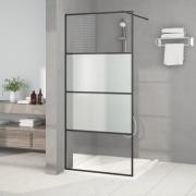 vidaXL Duschvägg svart 90x195 cm halvfrostat ESG-glas