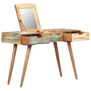 vidaXL Sminkbord med spegel 112x45x76 cm massivt återvunnet trä