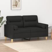 vidaXL 2-sits soffa med prydnadskuddar svart 120 cm tyg