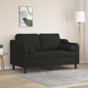 vidaXL 2-sits soffa med prydnadskuddar svart 120 cm tyg