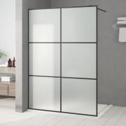 vidaXL Duschvägg svart 140x195 cm halvfrostat ESG-glas