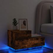 vidaXL Sängbord med LED-lampor rökfärgad ek 70x36x40,5 cm