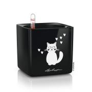 LECHUZA Blomkruka CUBE Glossy CAT 14 ALL-IN-ONE svart högglans