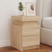 vidaXL Sängbord med LED-lampor sonoma-ek 35x39x55 cm