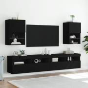 vidaXL Tv-bänk med LED-belysning 2 st svart 40,5x30x60 cm