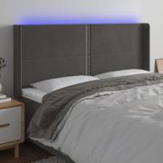 vidaXL Sänggavel LED mörkgrå 163x16x118/128 cm sammet