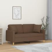 vidaXL 2-sits soffa med prydnadskuddar brun 140 cm tyg