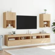 vidaXL Tv-bänk med LED-belysning 2 st sonoma-ek 40,5x30x60 cm