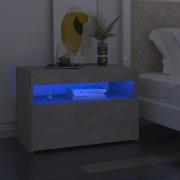 vidaXL Sängbord med LED-belysning 2 st betonggrå 60x35x40 cm