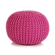 vidaXL Handstickad puff bomull 50x35 cm rosa