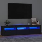 vidaXL TV-bänk med LED-belysning svart 180x35x40 cm