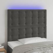 vidaXL Sänggavel LED mörkgrå 80x5x118/128 cm sammet