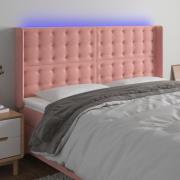 vidaXL Sänggavel LED rosa 163x16x118/128 cm sammet