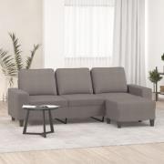 vidaXL 3-sitssoffa med fotpall taupe 180 cm tyg