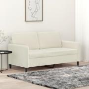 vidaXL Soffa 2-sits gräddvit 140 cm sammet