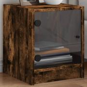 vidaXL Sängskåp med glasdörrar 2 st rökfärgad ek 35x37x42 cm