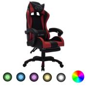 vidaXL Gamingstol med RGB LED-lampor vinröd och svart konstläder