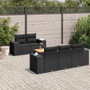 vidaXL Loungegrupp med dynor 6 delar svart konstrotting