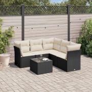 vidaXL Loungegrupp med dynor 6 delar svart konstrotting