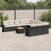 vidaXL Loungegrupp med dynor 12 delar svart konstrotting