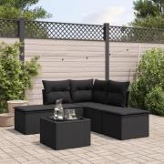 vidaXL Loungegrupp med dynor 6 delar svart konstrotting