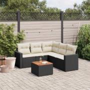 vidaXL Loungegrupp med dynor 6 delar svart konstrotting