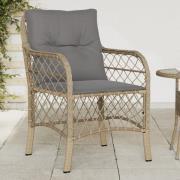 vidaXL Trädgårdsstolar med dynor 2 st blandad beige konstrotting