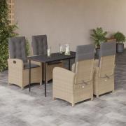 vidaXL Matgrupp för trädgården med dynor 5 delar mixbeige konstrotting