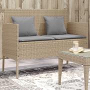 vidaXL Trädgårdsbänk med kuddar beige konstrotting