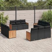 vidaXL Loungegrupp med dynor 12 delar svart konstrotting