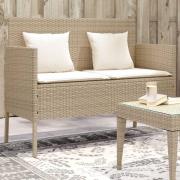 vidaXL Trädgårdsbänk med kuddar beige konstrotting
