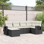 vidaXL Loungegrupp med dynor 6 delar svart konstrotting
