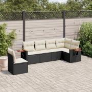 vidaXL Loungegrupp med dynor 6 delar svart konstrotting