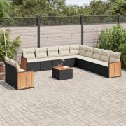 vidaXL Loungegrupp med dynor 12 delar svart konstrotting