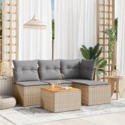 vidaXL Soffgrupp för trädgård med dynor 5 delar mixbeige konstrotting