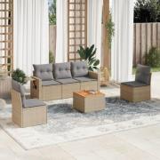 vidaXL Soffgrupp för trädgården med dynor 6 delar beige konstrotting