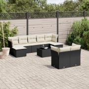 vidaXL Loungegrupp 10 delar med svarta dynor konstrotting