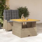 vidaXL Matgrupp för trädgården med dynor 2 delar beige konstrotting