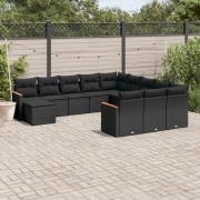 vidaXL Loungegrupp med dynor 12 delar svart konstrotting